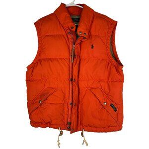 VTG Polo Ralph Lauren Orange Puffer Vest L With Embroidered Logo Mens Outerwear